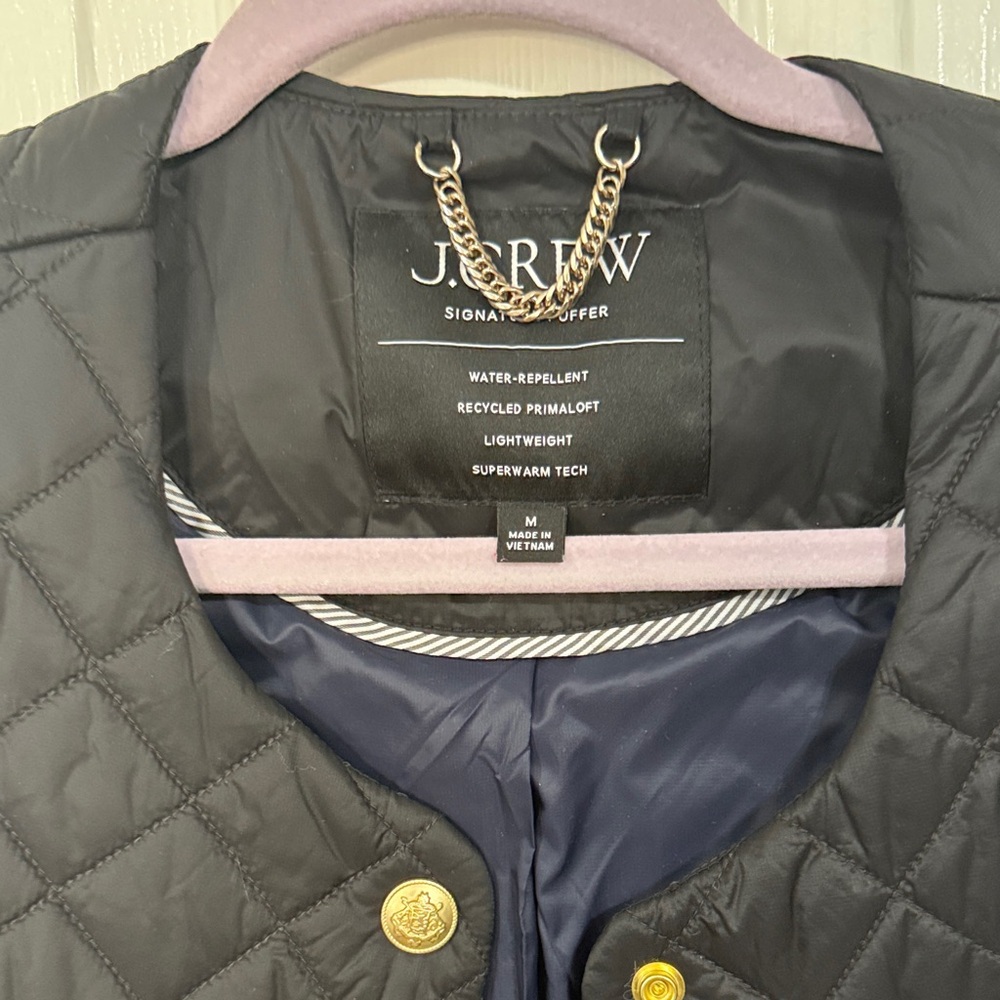 J. Crew Black Quilted Vest with Gold Buttons - Picture 3 of 3